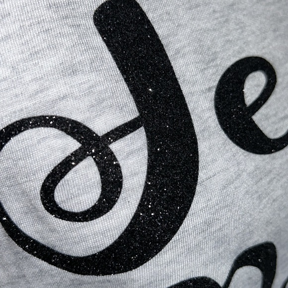 JESUS POSH & DONUTS HEATHER GRAY WITH RED SLEEVES RAGLAN TEE SHIRT TOP SPARKLE - Picture 2 of 9